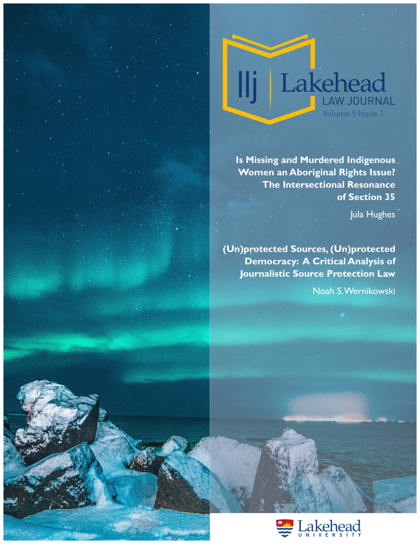 Cover of Lakehead Law Journal